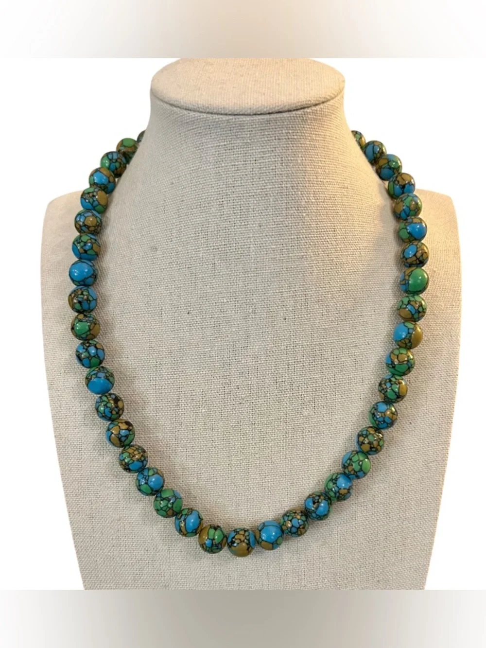 Sea Sediment Jasper Round Beaded Necklace w/Sterling Clasp - Picture 4 of 17